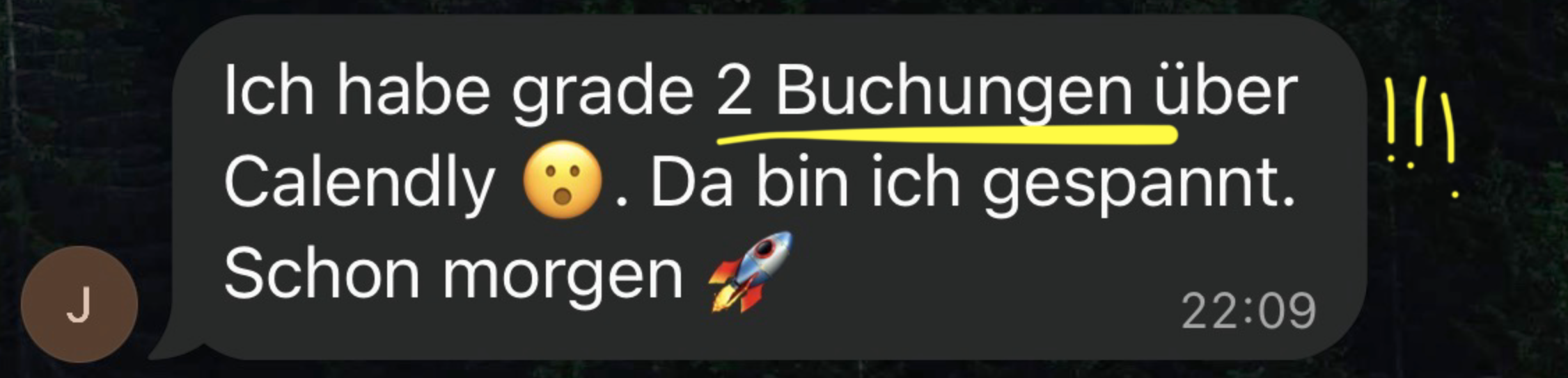 Kundennachricht von Jasminka über zwei neue Calendly-Buchungen